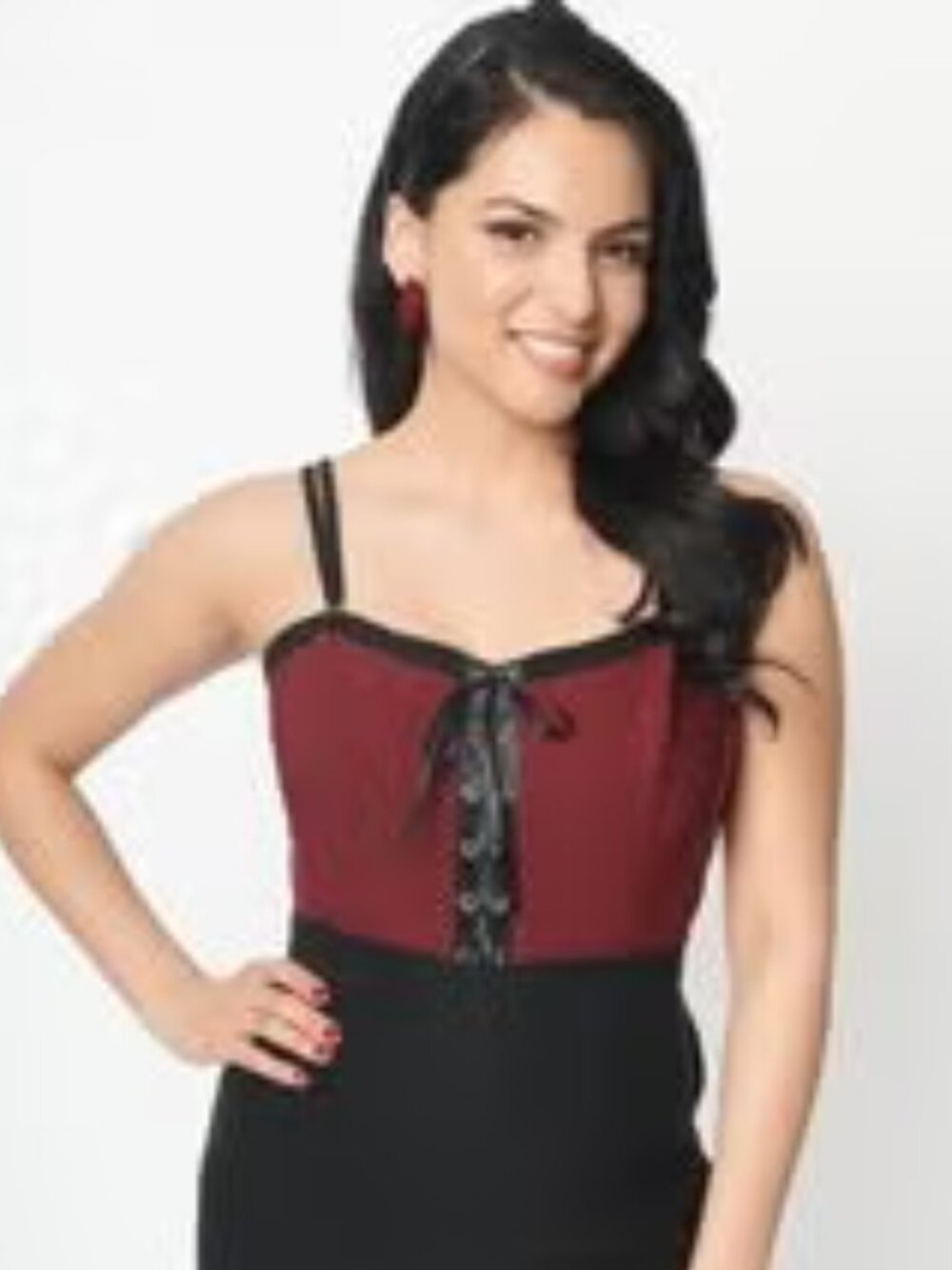 Unique Vintage Burgundy & Black Corset Top